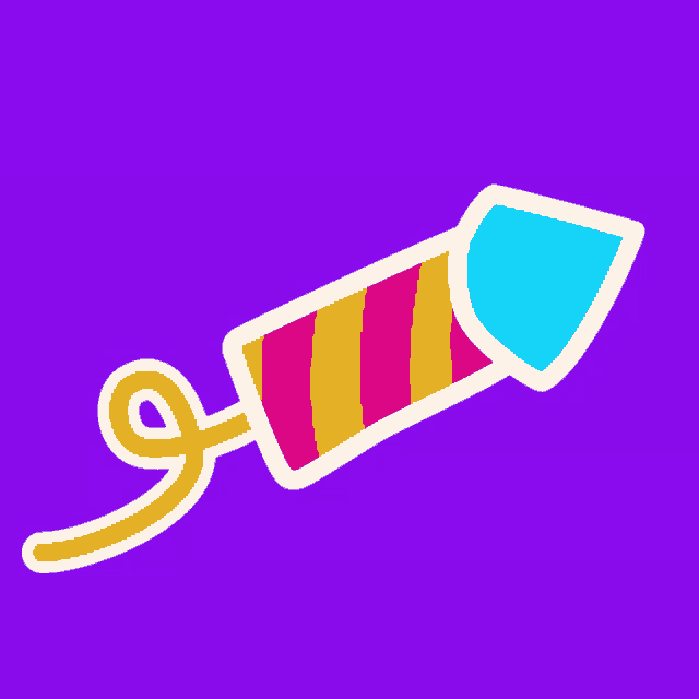 a purple background with a sticker of a colorful firework