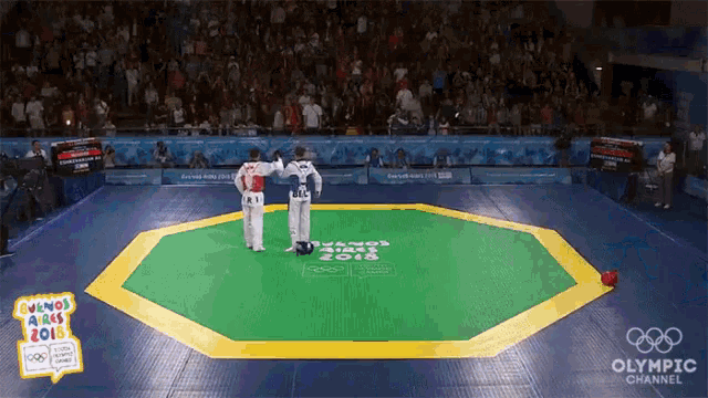 the olympic channel is showing a karate match