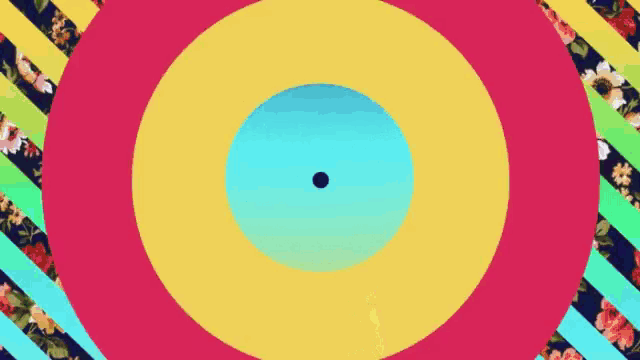 a blue and yellow circle with a blue circle in the center