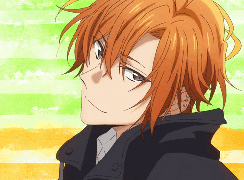 a close up of a person 's face with red hair