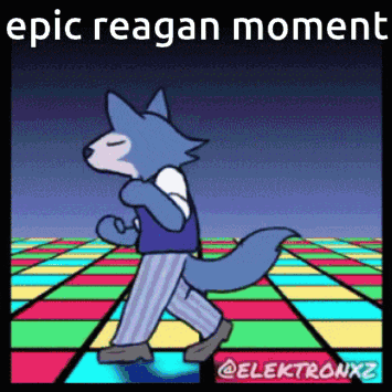 a cartoon of a wolf dancing on a disco floor