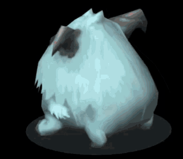 a 3d model of a sheep with horns is sitting on a black surface on a black background .