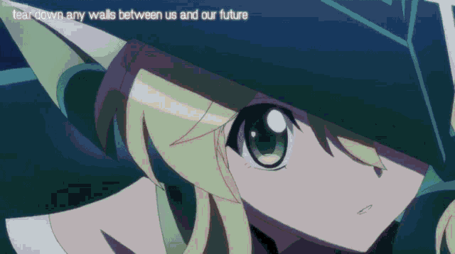 a picture of a girl with the words tear down any walls between us and our future below her