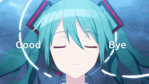 a girl with her eyes closed and the words good bye behind her