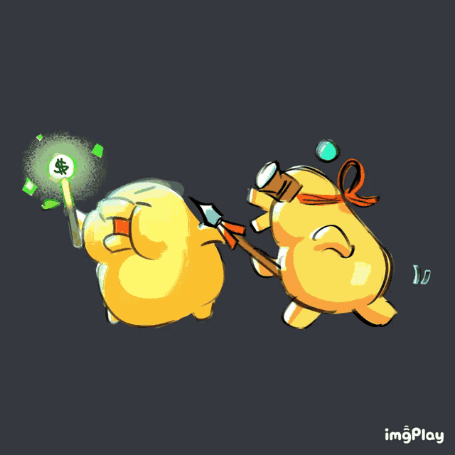 a drawing of two ducks with a dollar sign on their head