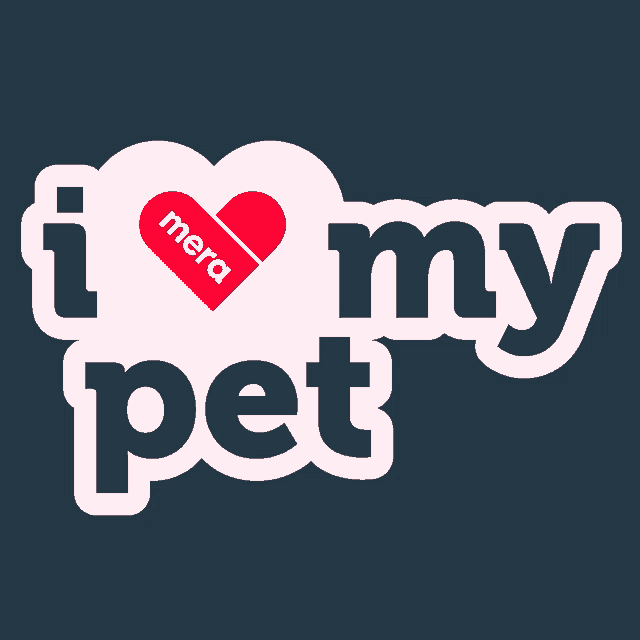 a logo that says i love my pet on a dark blue background