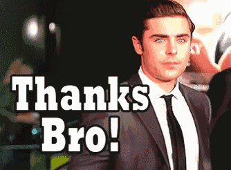a man in a suit says thanks bro
