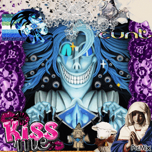 a collage of images with the words kiss me in pink
