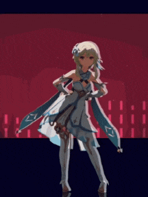 a girl in a white dress is holding a sword in a video game