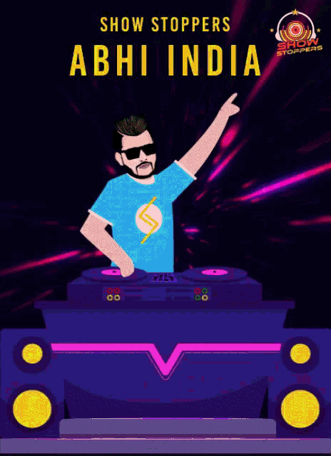 a poster for show stoppers abhi india features a dj