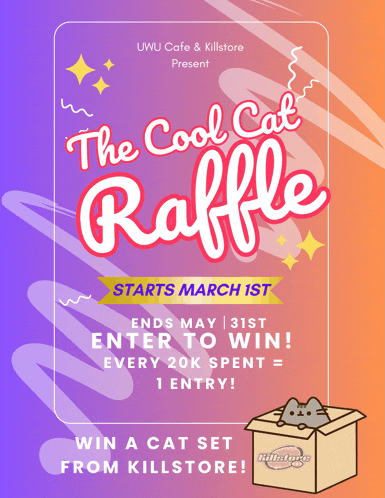 a poster for the cool cat raffle which starts march 1st