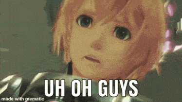 a picture of a girl with the words uh oh guys made with mematic