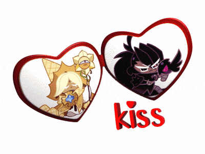 a couple of heart shaped pictures with the word kiss on the bottom