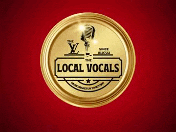 a logo for the local vocals is on a red background with stars