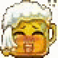 a pixel art illustration of a beer mug with a smiley face and a tongue sticking out .