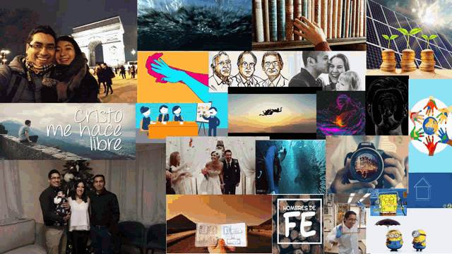 a collage of pictures with one that says " cristo me hace libre " on it