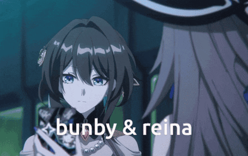 a picture of a girl with the words bunby & reina below her
