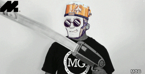 a man wearing a black shirt with the word mg on it