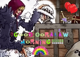a cartoon of a man standing next to another man with the words good coral law morning