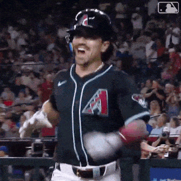 a baseball player wearing a jersey with the letter a on it