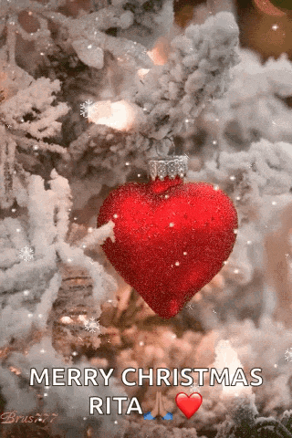 a red heart shaped ornament is on a christmas tree .