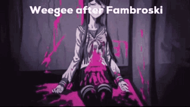 a girl in a school uniform is sitting on the floor in a dark room .