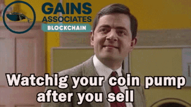 a man in a suit and tie says gains associates blockchain