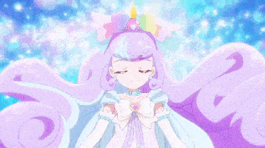 a girl with pink hair and white wings is wearing a pink and white outfit