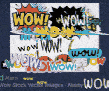 a colorful graphic with the word wow on it