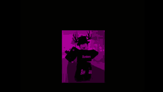 a roblox character is wearing a purple shirt with the word bankers on it and a top hat .