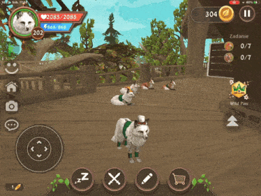 a screenshot of a video game with a wolf and a fox