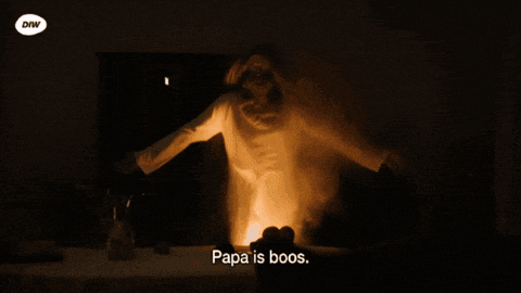 a man with a beard says papa is boos in a room