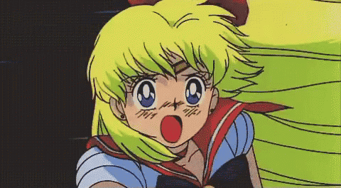 a close up of a cartoon character with a surprised expression on her face