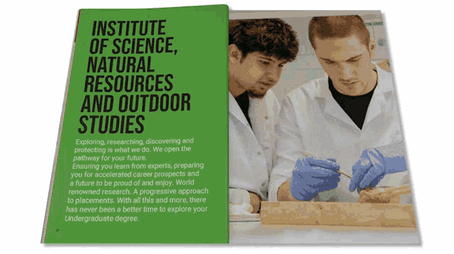 a book is open to a page titled " institute of science natural resources and outdoor studies "