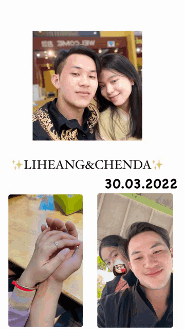 a collage of pictures of a man and a woman with the date 30.03.2022