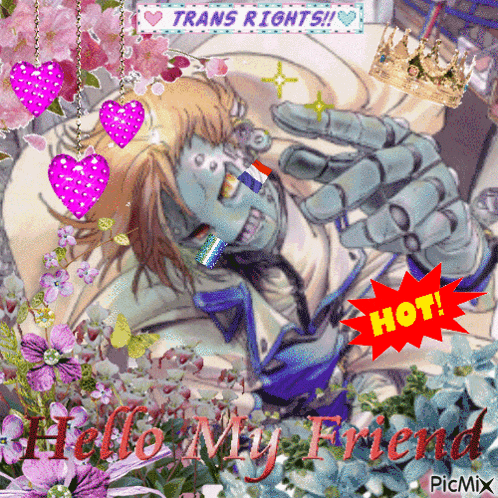 a picture of a robot with the words hello my friend