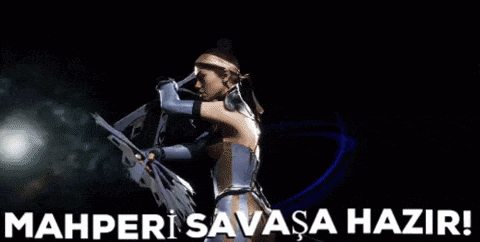 a video game character with the words mahperi savasa hazir in the upper right corner