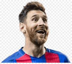 a man with a beard is wearing a blue and red striped jersey and smiling .