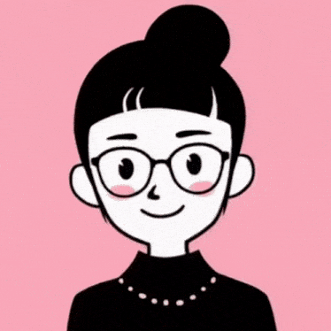 a cartoon of a girl with glasses and a bun
