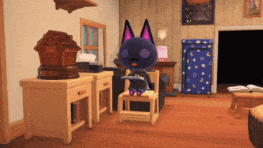 a black cat is sitting in a chair holding a remote control