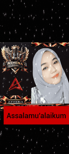 a woman in a hijab is on a poster that says athena genx