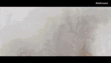 an aerial view of a canyon with the words ubi forward on the bottom right