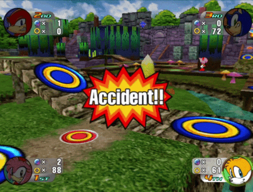 a screenshot of a video game with the words accident on the screen
