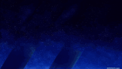 a group of anime characters are lined up in a row with a blue background