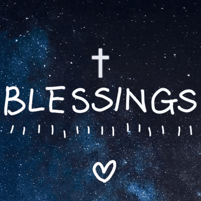 a sign that says blessings with a cross above it