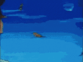 a pixelated drawing of a man in a pool