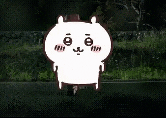 a cartoon character is standing on the side of a road .
