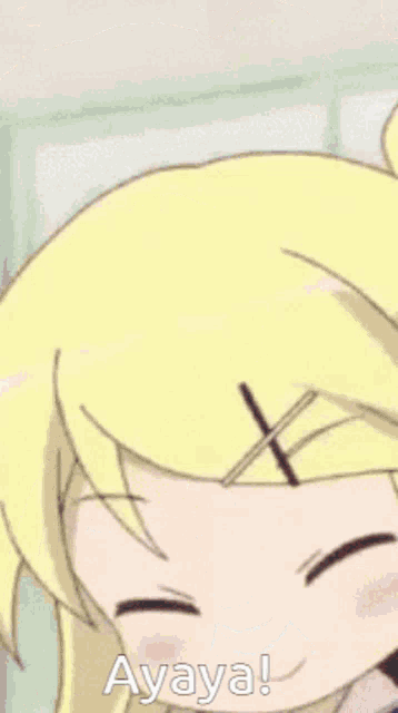 a close up of a cartoon girl with blonde hair and a pink bow tie .
