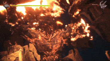 a screenshot of a video game shows a monster being destroyed by fire