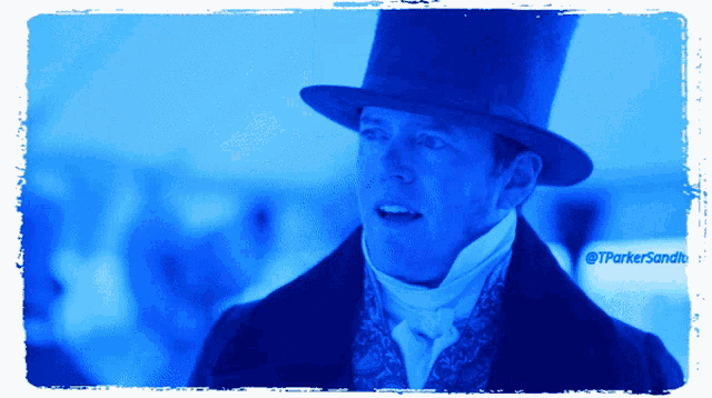 a picture of a man in a top hat with the hashtag @tparkersandie on the bottom